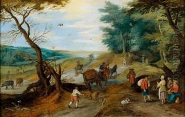 Paysage Aux Promeneurs Oil Painting by Pieter Gysels