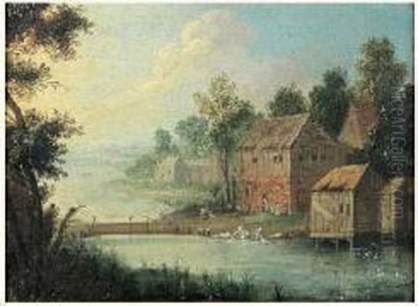 Paysage De Riviere Anime De Lavandieres Oil Painting by Pieter Gysels