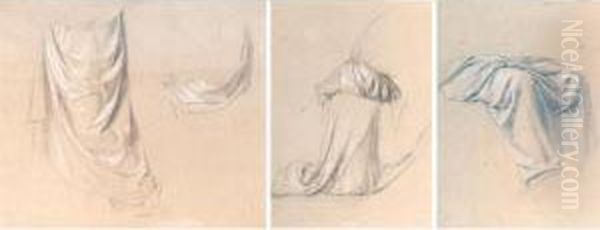 Three Drapery Studies Oil Painting by Nicholaos Gysis