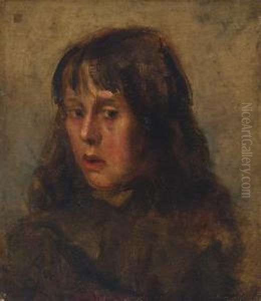 Portrait Of A Young Boy In A Coat Oil Painting by Nicholas Gysis