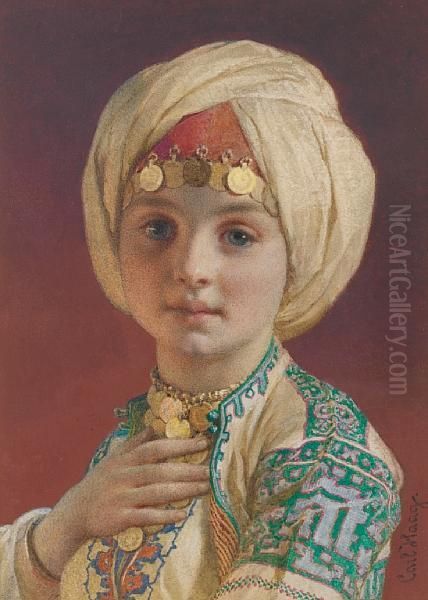 Portrait Of A Child Oil Painting by Carl Haag