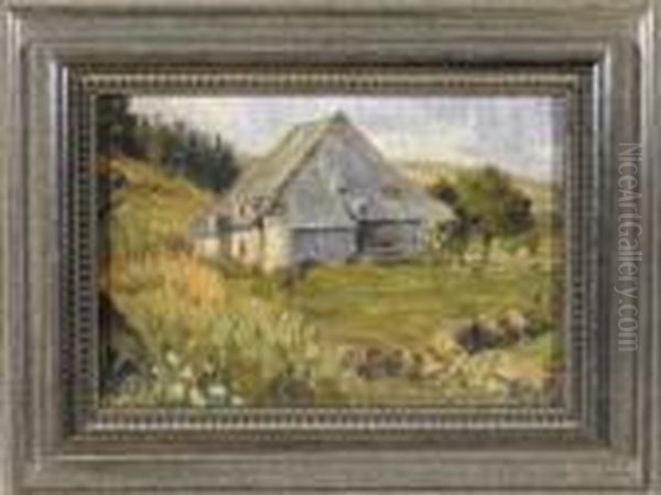 Blick Auf Ein Bauernhaus In Sommerlicher Hugellandschaft Oil Painting by Carl Haag