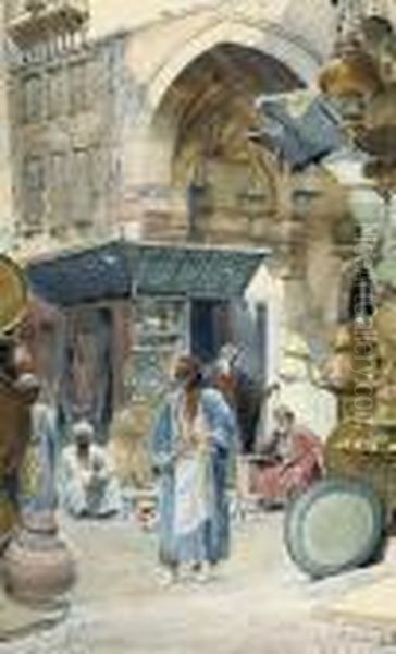 A Busy Morning In The Baazar Oil Painting by Carl Haag