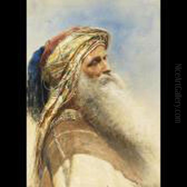 A Bearded Tribesman Oil Painting by Carl Haag