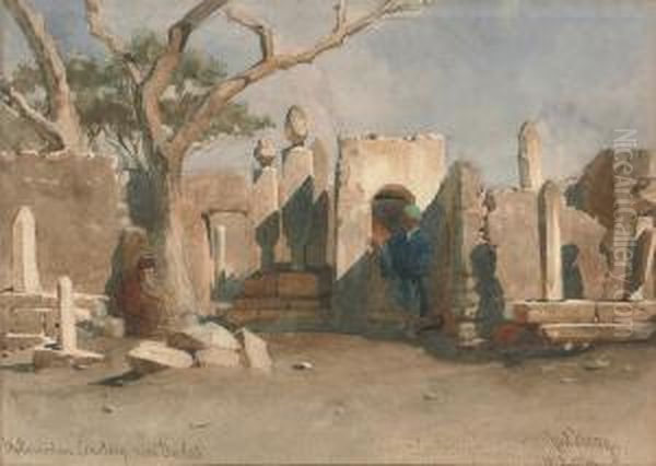 The Mohamedan Cemetary Near Boolak, Egypt Oil Painting by Carl Haag