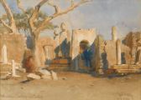 The Mohammedan Cemetery Near Boulaq,egypt Oil Painting by Carl Haag