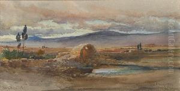 The Well Of Moses; Near The Ruins Ofbaalbek Oil Painting by Carl Haag