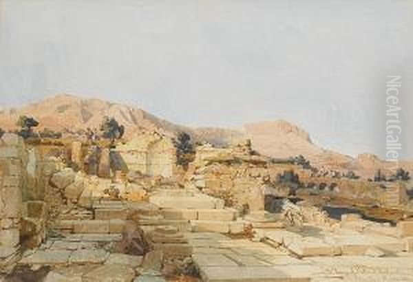 Amongst The Ruins Of Salona, Dalmatia Oil Painting by Carl Haag