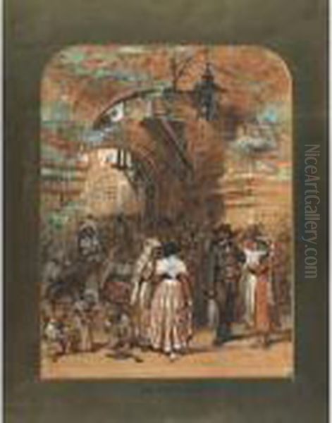 Crowed Street Of A Roman Town Oil Painting by Carl Haag