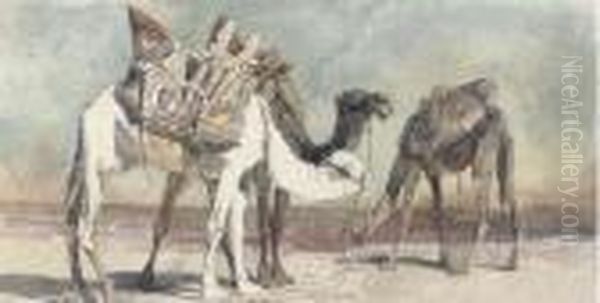 Camels At Damascus Oil Painting by Carl Haag