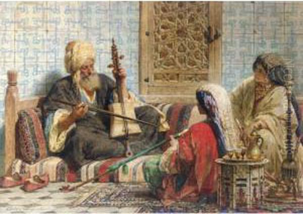 Music In The Harem Oil Painting by Carl Haag