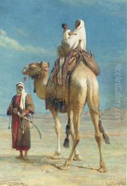 A Bedouin Family In The Wadi Mousa, Syrian Desert Oil Painting by Carl Haag