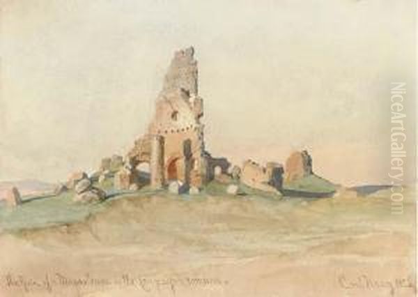 The Ruin Of A Mausoleum In The Campagna Romana Oil Painting by Carl Haag