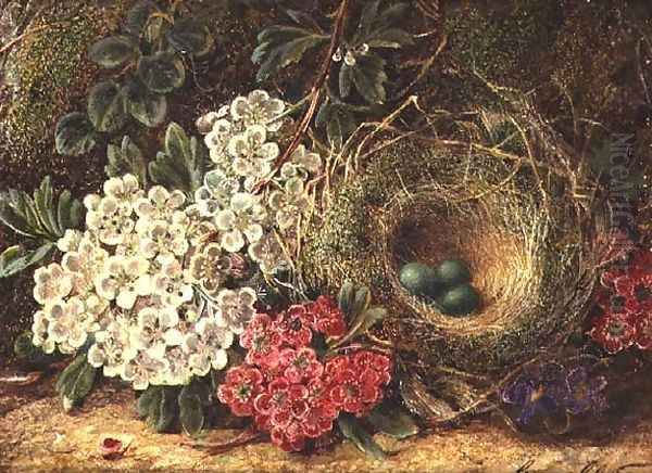 Still life with bird's nest Oil Painting by George Clare