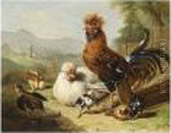 The Rooster's Family Oil Painting by Adriana-Johanna Haanen