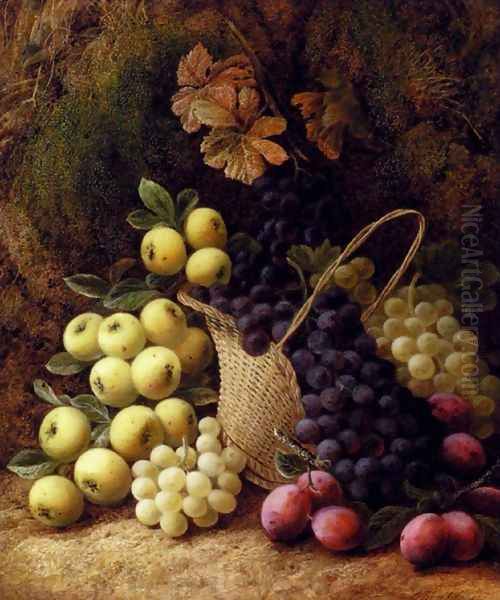 Still Life with Apples, Grapes and Plums Oil Painting by George Clare