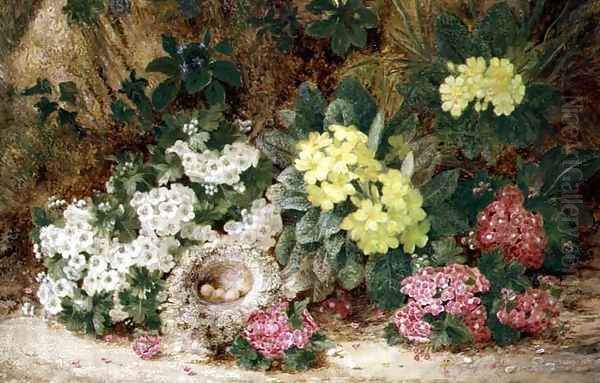 Still Life with Primroses Oil Painting by George Clare