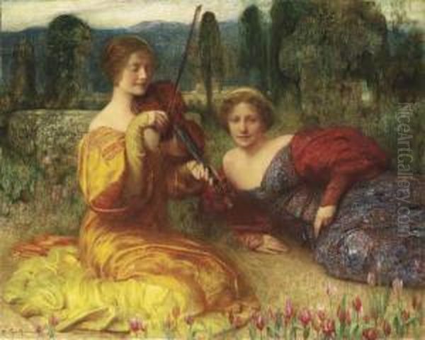 Musicienne Du Silence Oil Painting by Arthur Hacker