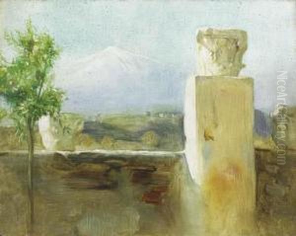 Mount Etna From Taormina Oil Painting by Arthur Hacker