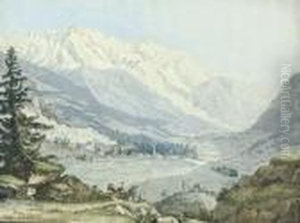 Vue De La Valee De Chamouny Pris Pres D'argentiere Oil Painting by Carl Ludwig Hackert