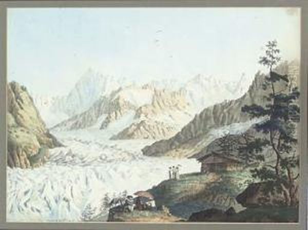 Vue De La Mer De Glace Et De L'hopital De Blain Oil Painting by Carl Ludwig Hackert