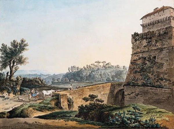 Paesaggio Con Il Ponte Milvio E Viandanti Oil Painting by Johann Gottlieb Hackert