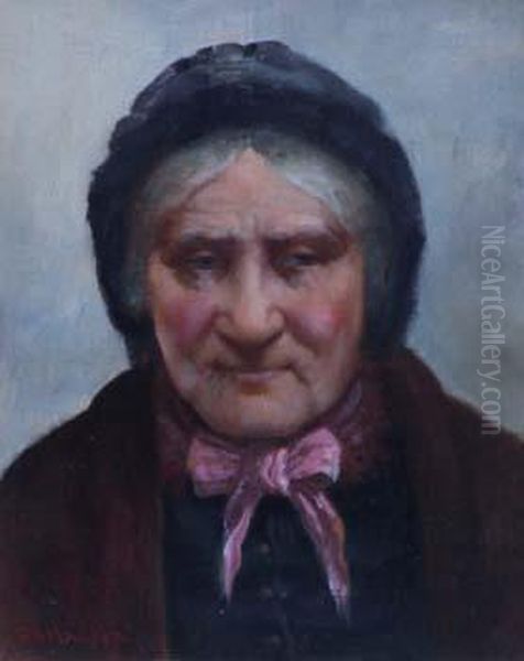 Portrait Ofan Elderly Lady Oil Painting by David W. Haddon