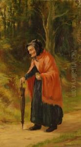 Woman Going To Church Oil Painting by David W. Haddon