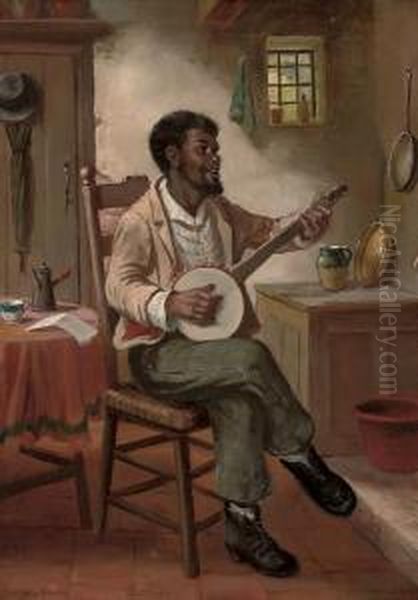 The Banjo Player Oil Painting by David W. Haddon