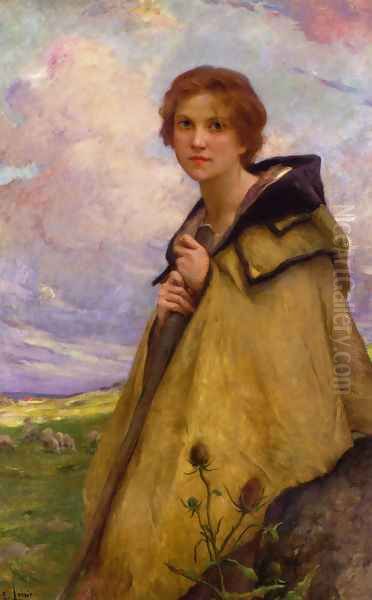 La Bergere (The Shepherdess) Oil Painting by Lenoir Charles Amable