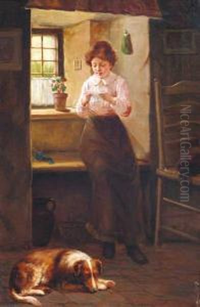 The Love Letter Oil Painting by David W. Haddon