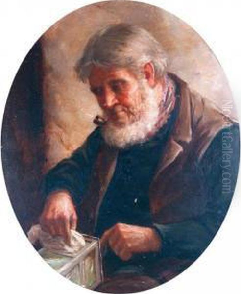 Fisherman Oil Painting by David W. Haddon