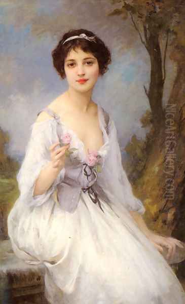 The Pink Rose Oil Painting by Lenoir Charles Amable