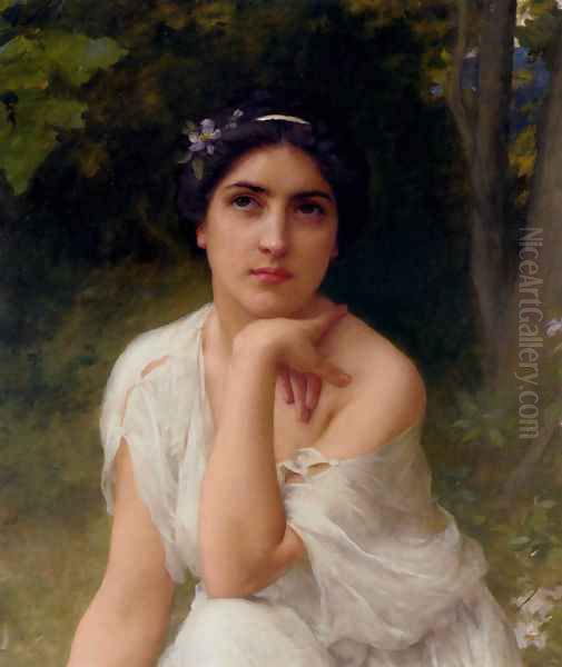 Pensive Oil Painting by Lenoir Charles Amable