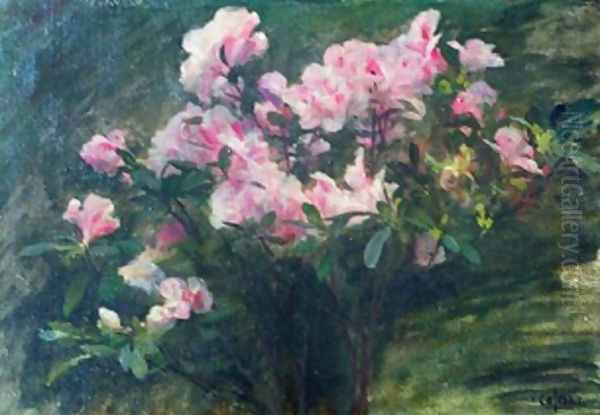 Azalées Étude (Study of Azaleas) Oil Painting by Lenoir Charles Amable