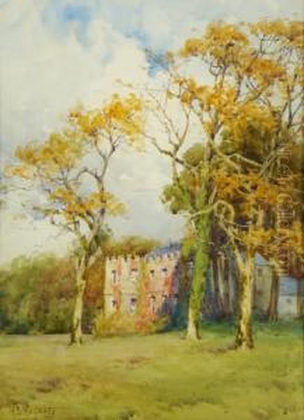 Landscape With Castellated House In The Background Oil Painting by Mary S. Hagarty