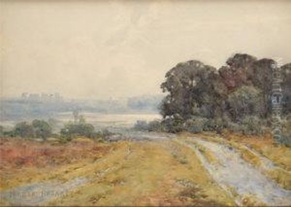 Landscape Of A Lane Across A Moor With Trees Oil Painting by Parker Hagarty