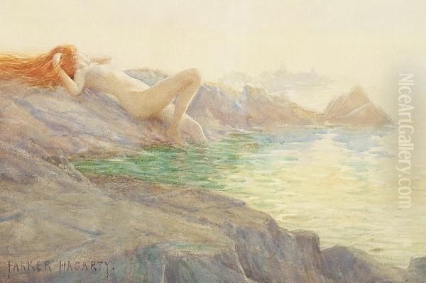 Young Nymph On A Rocky Shore Oil Painting by Parker Hagarty