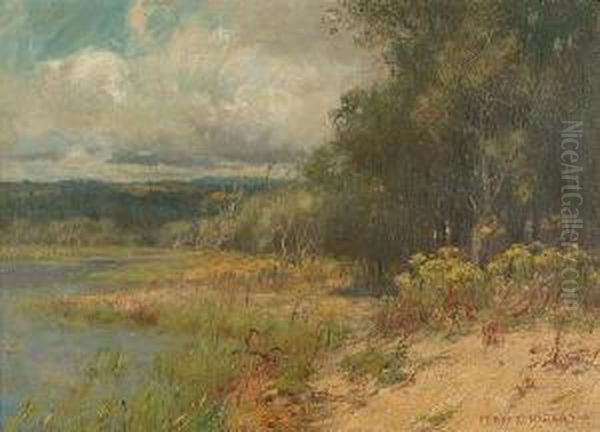 A River Landscape, Possibly The Vale Of Glamorgan Oil Painting by Parker Hagarty