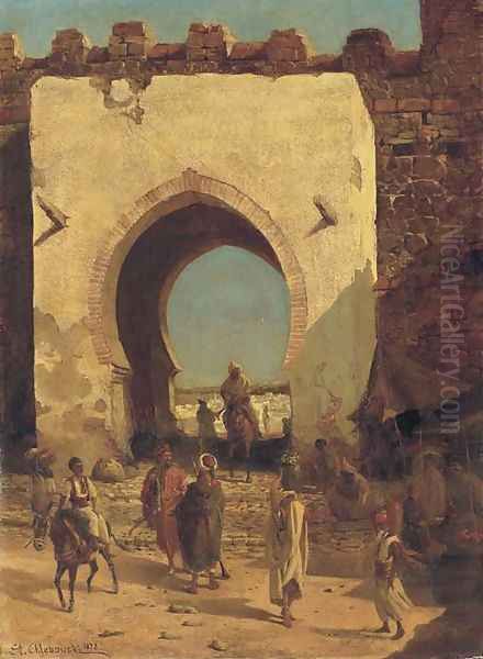 At the City Gate Oil Painting by Stanislaus von Chlebowski