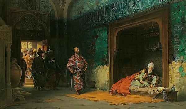 Sultan Beyazid as a Prisoner of Tamerlane (Timur) Oil Painting by Stanislaus von Chlebowski