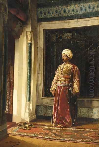 Turkish Guard Oil Painting by Stanislaus von Chlebowski