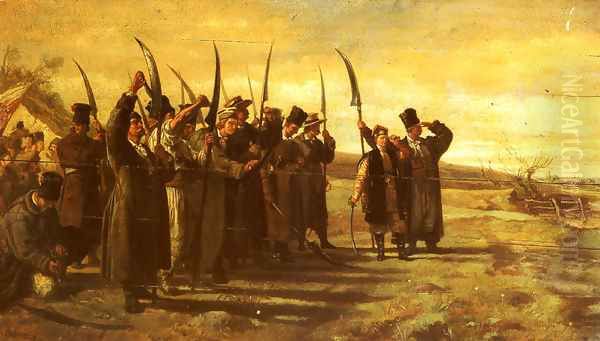 Polish Insurrectionists of the 1863 Rebellion Oil Painting by Stanislaus von Chlebowski