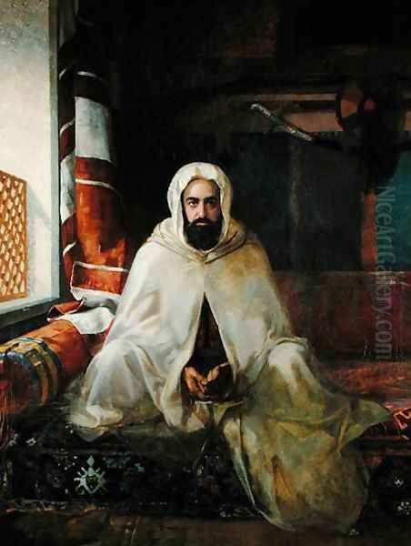 Portrait of Abd el-Kader (c.1807-83) c.1864-66 Oil Painting by Stanislaus von Chlebowski