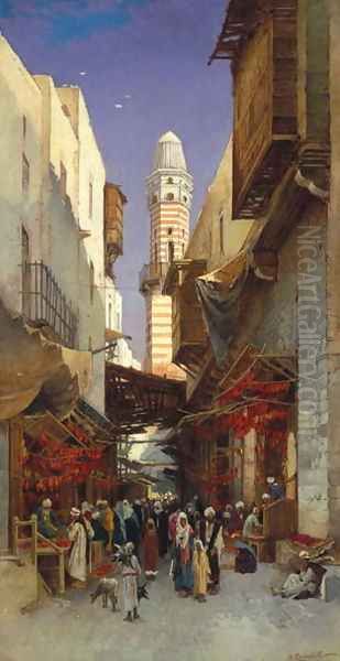 An Egyptian bazaar Oil Painting by Hermann David Solomon Corrodi