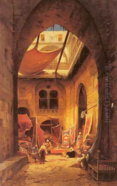 Arab Carpet Merchants Oil Painting by Hermann David Solomon Corrodi