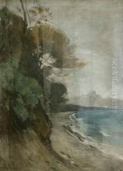 Sturmstimmung An Der Bewaldete Kuste Der Herbstlichen Ostsee Oil Painting by Karl Hagemeister