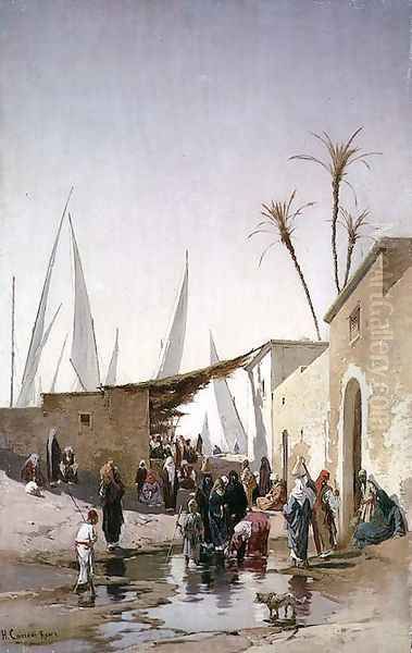 A Village by the Nile Oil Painting by Hermann David Solomon Corrodi