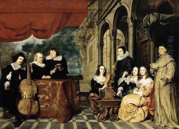 Family Portrait 1650s Oil Painting by Gonzales Coques