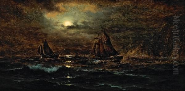 The Capture Of The Smuggler Cornwall Oil Painting by Nels Hagerup